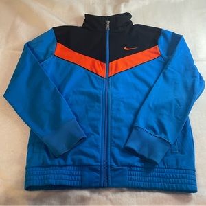 Nike Casual Boys Large Zip Up Jacket Collared Blue/Black/Orange Long Sleeve